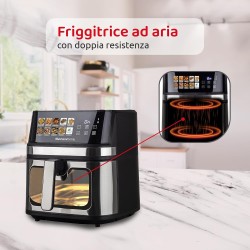 MelchioniFamily Friggitrice ad Aria Gaia Plus 8Lt Doppia Resistenza Nera