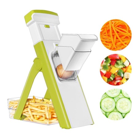Amicasa Affetta verdure mandolina con contenitore Bianco e Verde ZF2301 1